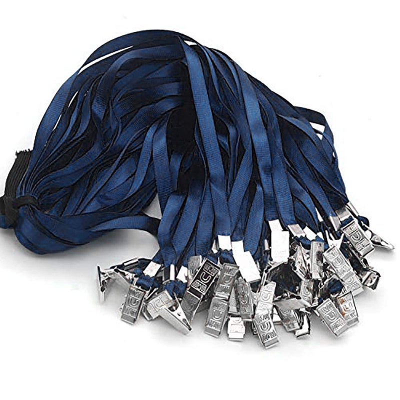 Bird Fiy 50 Pcs Nylon Cord Lanyard Bulldog Clip Deluxe Neck Lanyard for Id Cards/badges (Navy Blue) - Image 4